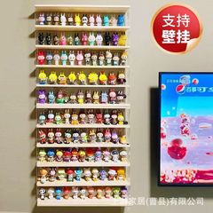 木质手办架挂墙盲盒陈列架多层亚克力泡泡玛特手办摆件实木展示盒