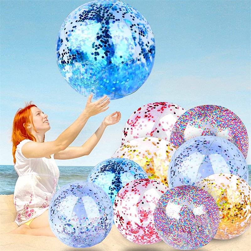 Inflatable flash beach ball 7 color ball transparent pool party ball beach water game toy ball gift