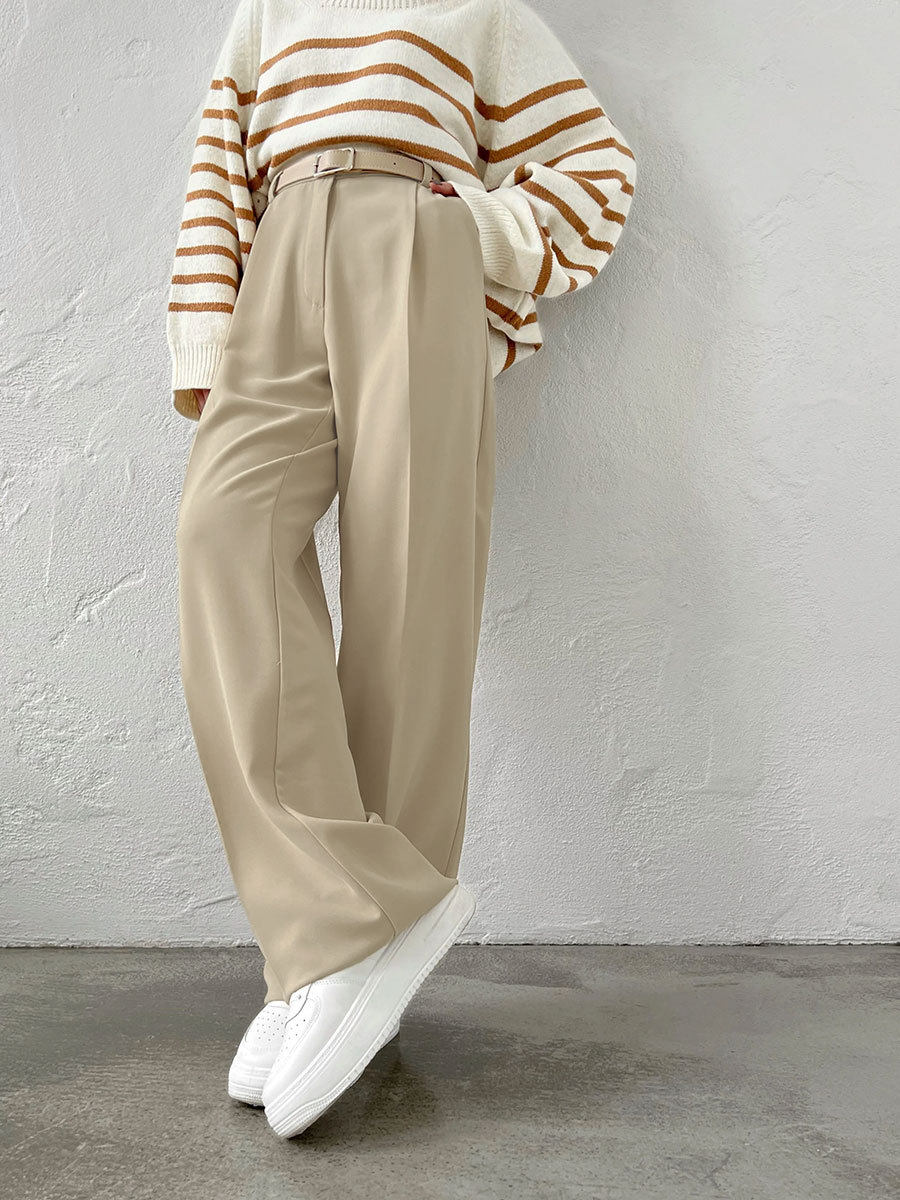 Pantalones de traje cruzados europeos y americanos, primavera-verano 2025, nuevos pantalones de traje de pierna recta, holgados y casuales para mujer, ideales para ir al trabajo. image 5