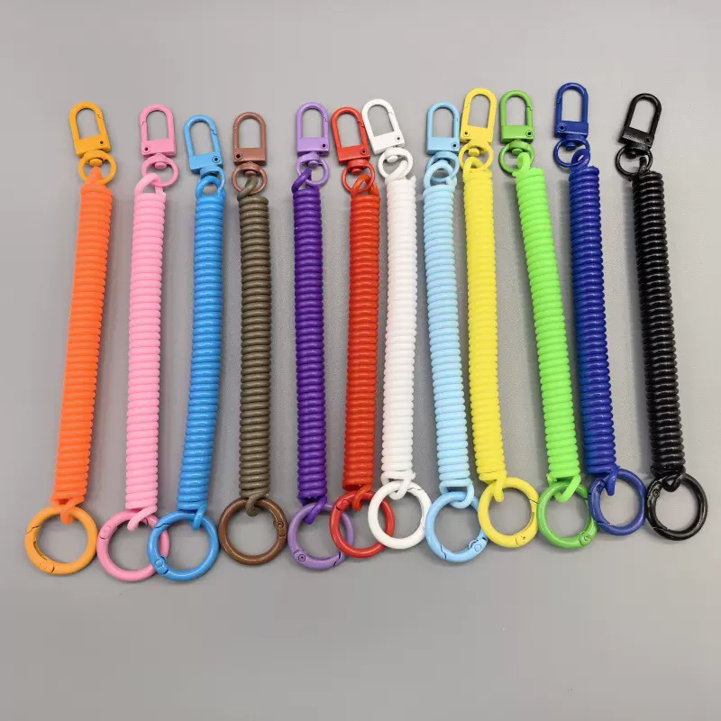 彩色烤漆门扣弹簧绳合金弹簧钥匙扣包包吊坠配件防丢弹簧绳钥匙扣