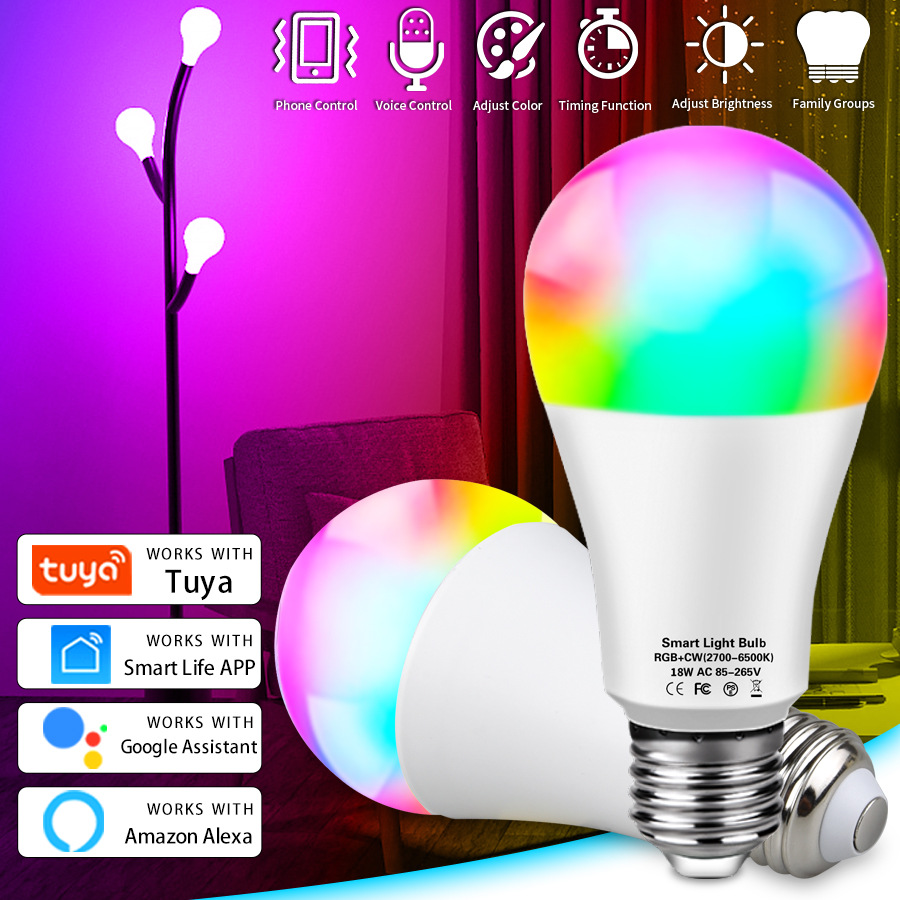 Tuya Graffiti intelligence bulb Alexa Intelligent Voice control WiFi Bulb lamp RGBCW Five way light bulb