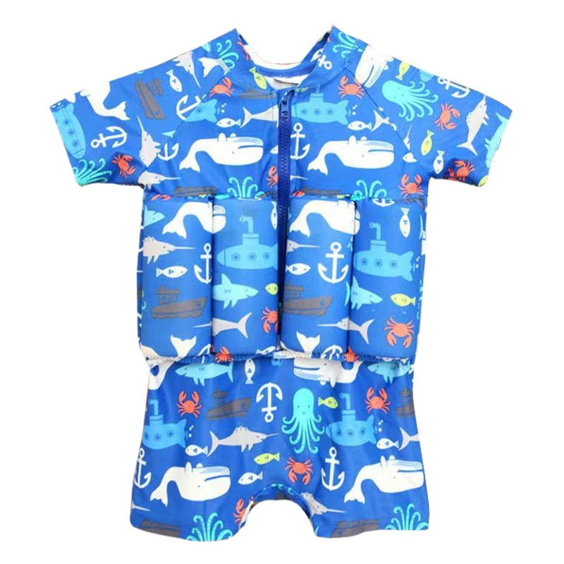 New Children's Buoyancy Swimsuit Surfsuit Boys and Girls One-piece Swimsuit Cartoon Boxer Cute Baby Swimsuit