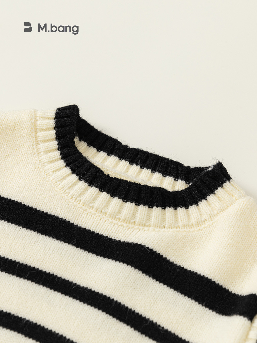 Suéter de otoño para niñas Youbao, a rayas, estilo dos piezas, elegante, tejido de punto, dulce, con mangas abullonadas, top infantil