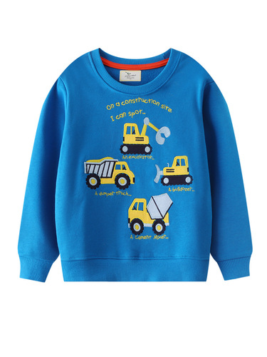 Children's sweaters, boys and girls 'tops, autumn new baby pullover, cartoon car embroidered tops, autumn