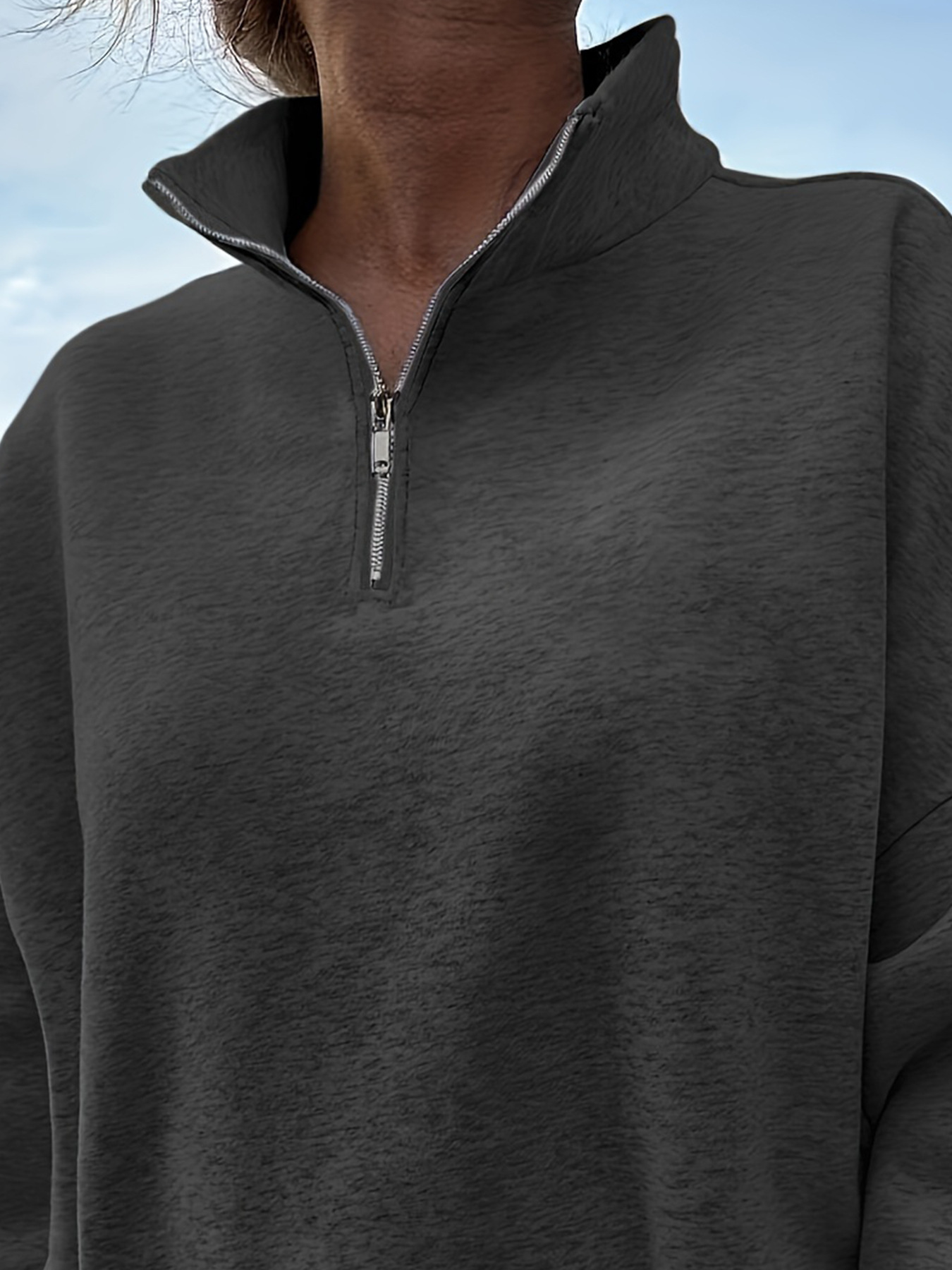 Sweatshirt Outdoor Autumn Winter Casual Loose Long Sleeve Sweatershirt Half Zipper Ladies