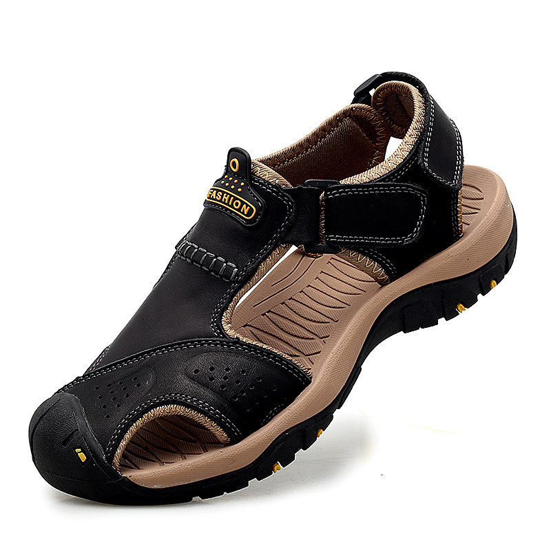 Nuevas sandalias transfronterizas de moda para hombres zapatillas de cuero al aire libre zapatos deportivos casuales transpirables zapatos de playa al por mayor