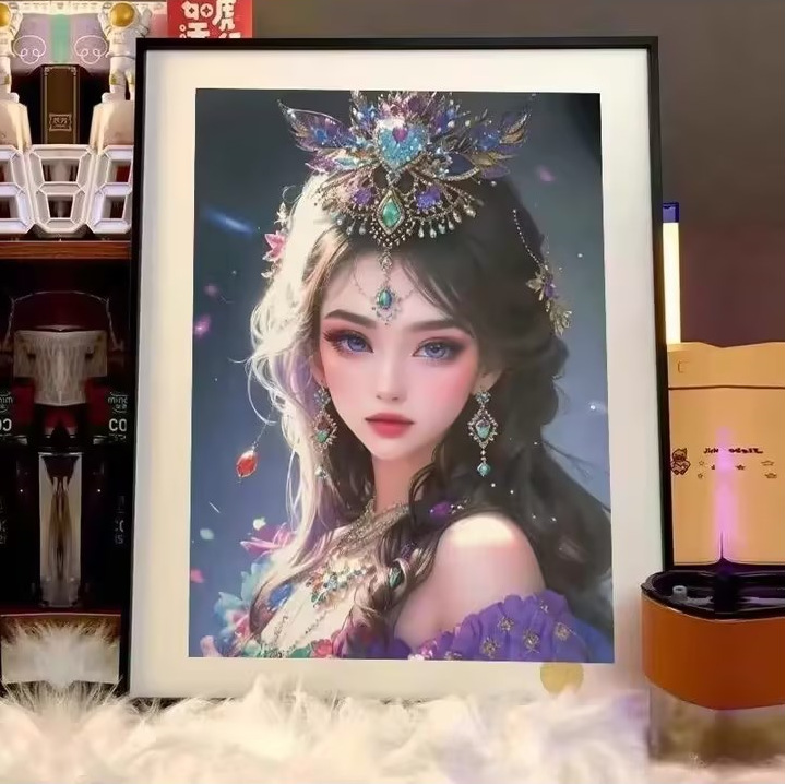 Mona Lisa Royal Cross Stitch Purple Eyes 2025 Nuevo casual Lindo Dibujo Animado Pintura Decorativa Bordado a Mano con Hilo. image 4