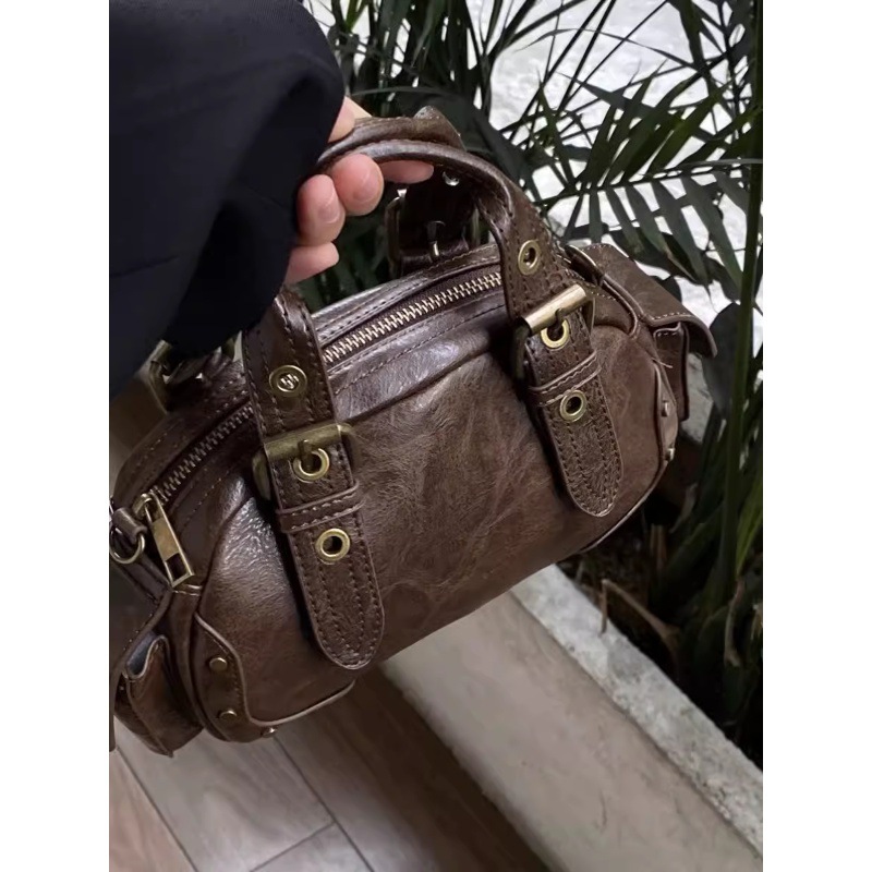Niche Design Retro Handheld Motorcycle Bag For Women 2024 New Fashion Trendy Brand Bowling Shoulder Crossbody Bag - Thumbnail 2