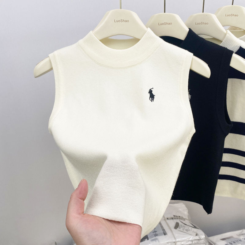 Retro Elegant High-End Half-High Collar Tank Top for Women, 2026 Spring/Summer New Fashion Stylish Inner Wear Base Shirt