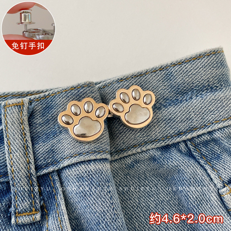 Jeans cintura contraída artefacto cintura apretado cintura pin ajustable botón flor pantalones grandes aguja de botón pequeño image 92