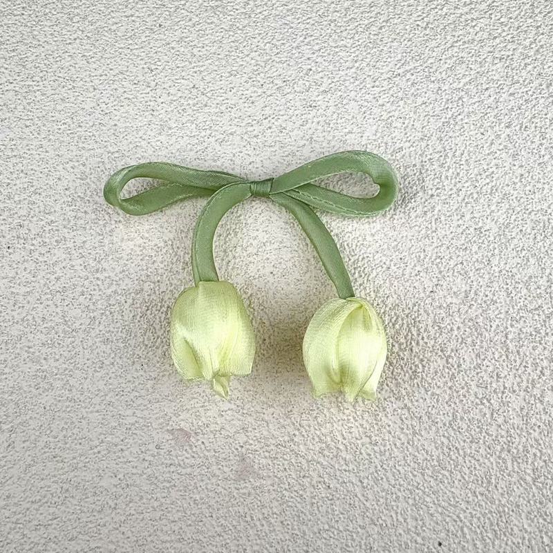 跨境新款田园风布艺郁金香DIY蝴蝶结蛋糕装饰网纱郁金香花苞|undefined