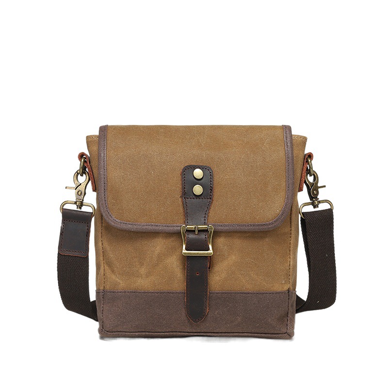 Bolso de hombro de lona retro del fabricante, bolso cruzado de moda, bolso de pecho pequeño resistente al desgaste, maletín de cuero genuino para hombre, Ama