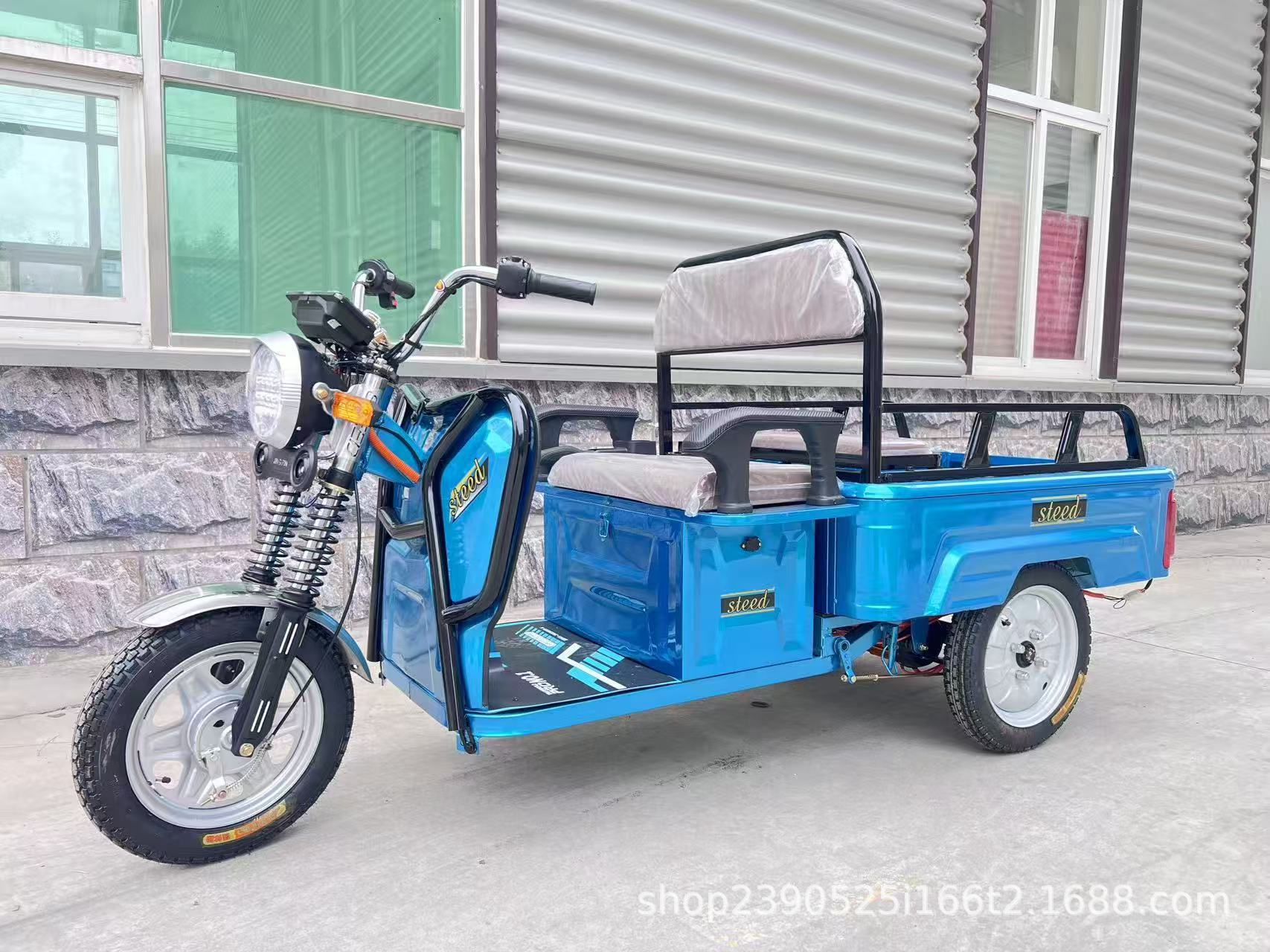 Exportable household electric tricycle for the elderly, dual-purpose for passenger and cargo, two-seater electric vehicle for transporting children