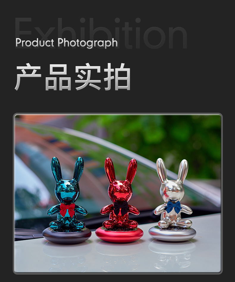 Diamond-encrusted car perfume seat car accessories high-end car aromatherapy diamond-encrusted cute rabbit car decoration center console