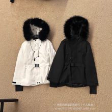 高定MK蒙家25秋冬新款大毛领收腰连帽羽绒服女加厚保暖显瘦滑雪服