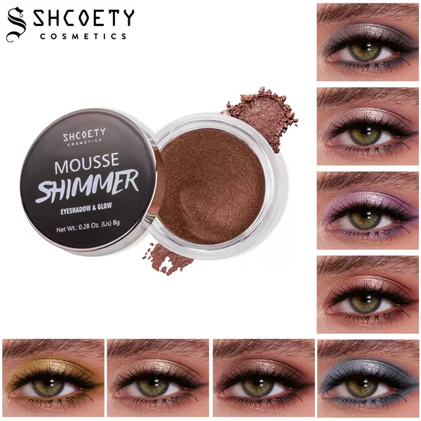 SHCOETY monochrome mousse eye shadow high gloss brightening color eye shadow powder easy to color mermaid face high gloss powder