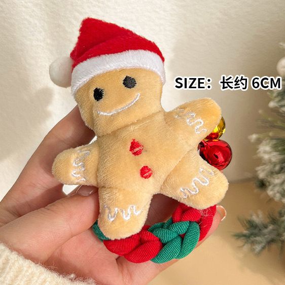 Galletas de ciervo de dibujos animados Accesorios para el cabello de Navidad transfronterizos Cuerda para el cabello tejida Anillo para el cabello de intestino grueso Vestir personas Tombros lindos de felpa