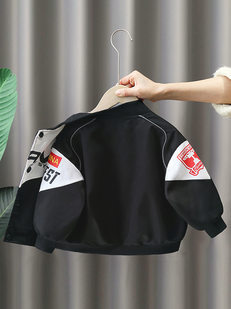 5873 Traje de motocicleta de otoño para niños 2024 Nuevo estilo Chaqueta de calle frita de moda para niños Traje de béisbol de primavera y otoño para niños