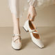 Wei Wei girl 820-1 French retro Mary Jane shoes 2025 new spring shallow mouth thick heel shoes women's soft bottom