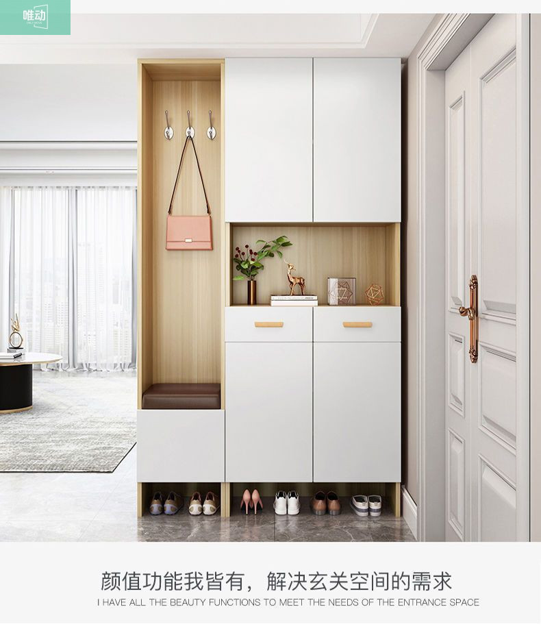 实木鞋柜门口入户玄关柜客厅隔断柜收纳进门靠墙换鞋凳一体储物柜-阿里巴巴