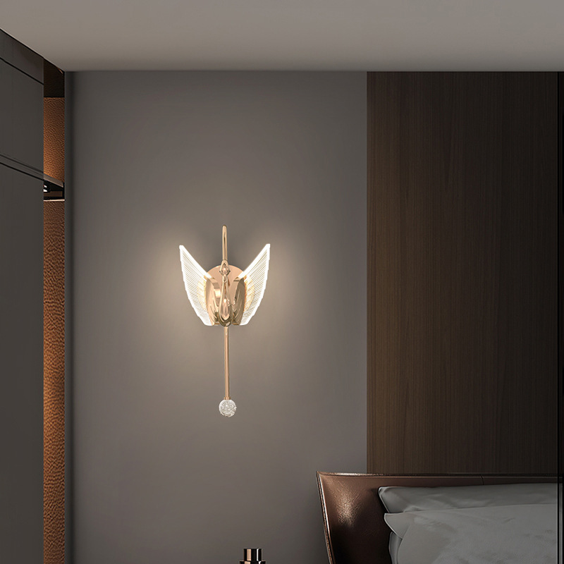 Cerrar lámparas de pared lámparas de pared sofá pared lujosa puerta de entrada dormitorio escalera simple esquina de la sala de estar trasera cisne trasera de fondo