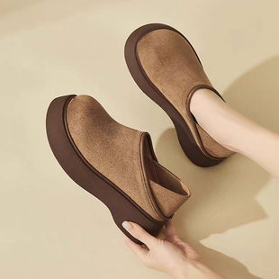 Thick-soled high-rise Birkenstocks shoes women's 2025 new spring and autumn platform bottom two-wear one-step shoes fashion loafers