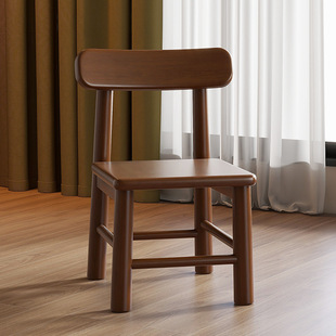 Solid Wood Small Stool for Home Living Room, Low Stool, Square Stool, Small Bench, Non-Slip Shoe-Changing Stool, Sturdy Walnut Wood Backrest Chair