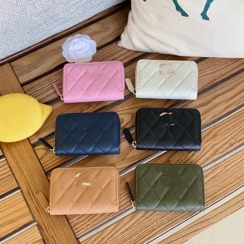 Guangzhou Wallet Wholesale Multi-Card Slot Large Capacity Genuine Leather Card Holder Girls Brand Caviar Rhombus Zipper Coin Purse Guangzhou Wallet Wholesale Multi-Card Slot Large Capacity Genuine Leather Card Holder Girls Brand Caviar Rhombus Zipper Coin Purse