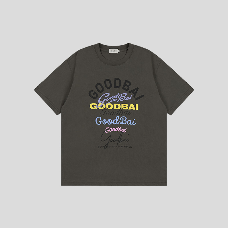 GOODBAI コンビロゴ マルチカラープリント ラウンドネック オーバーサイズ 半袖 Tシャツ|undefined
