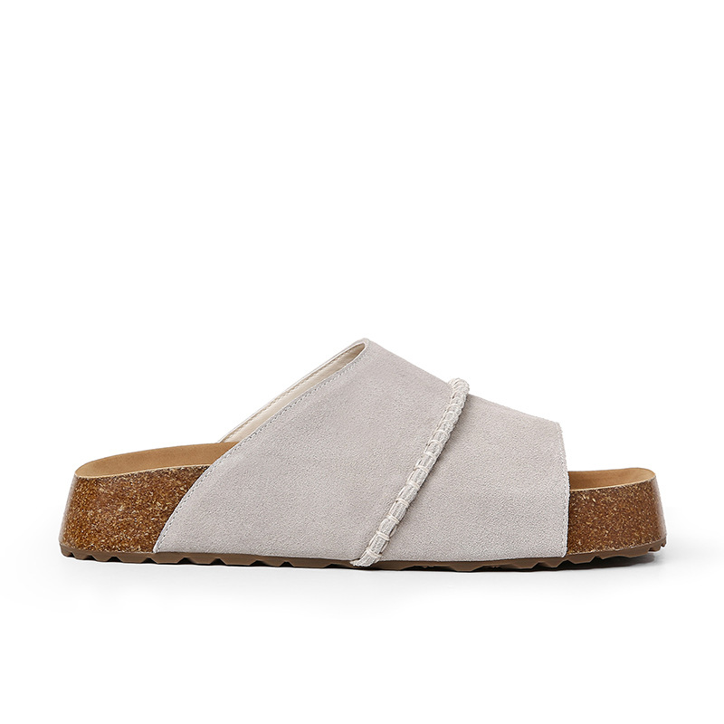 【Sheii Su Yinyin】 Pies enormes ~ Zapatillas Birkken casuales de suela gruesa de corcho de cuero retro