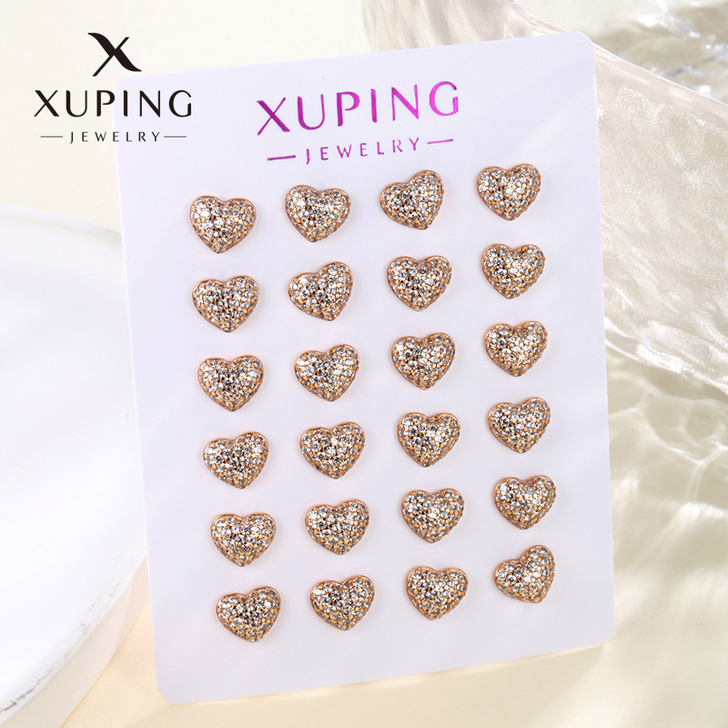 Joyas Xuping chapado 18K color diamante amor pendientes de moda ligera de lujo pernos de corazón nicho al por mayor