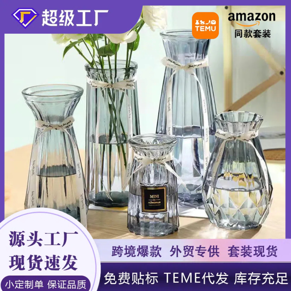 Florero de vidrio creativo flores Rosa rábano verde hidropónico gran arreglo de flores al por mayor florero adornos de decoración de escritorio