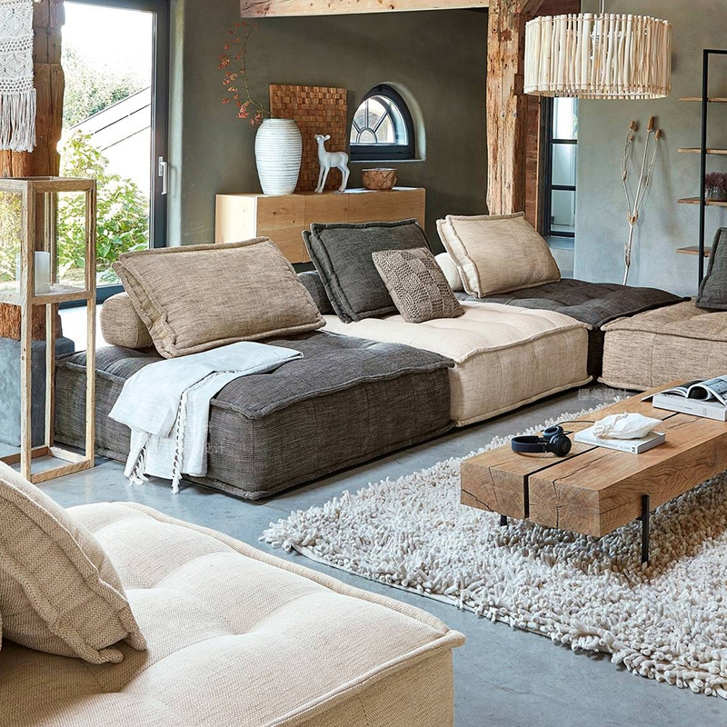 Nordic lazy boy fashion tatami bread sofa, Piedmont industrial style combination technology fabric tofu block sofa