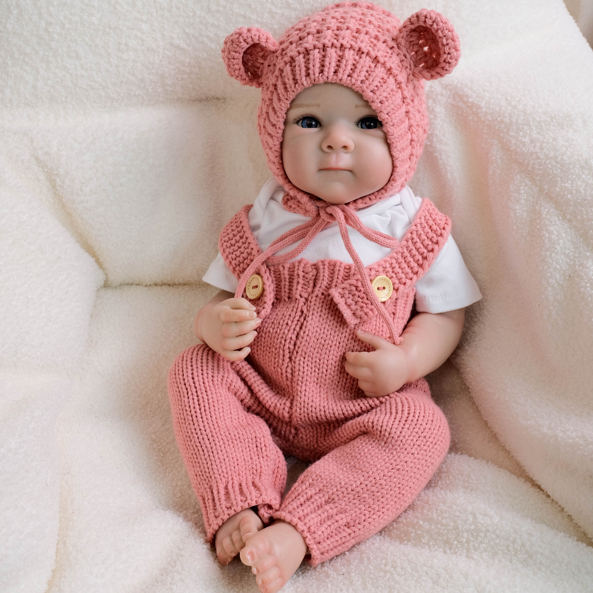 19inch babero de lana rosa Bettie muñeca de simulación hecha a mano para dar regalos navideños a los niños