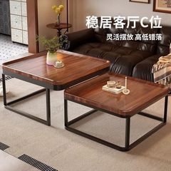 無垢材コーヒーテーブルリビングルームホームシンプルモダンラウンドコーヒーテーブル小さなアパート伸縮式正方形ソファサイドテーブル