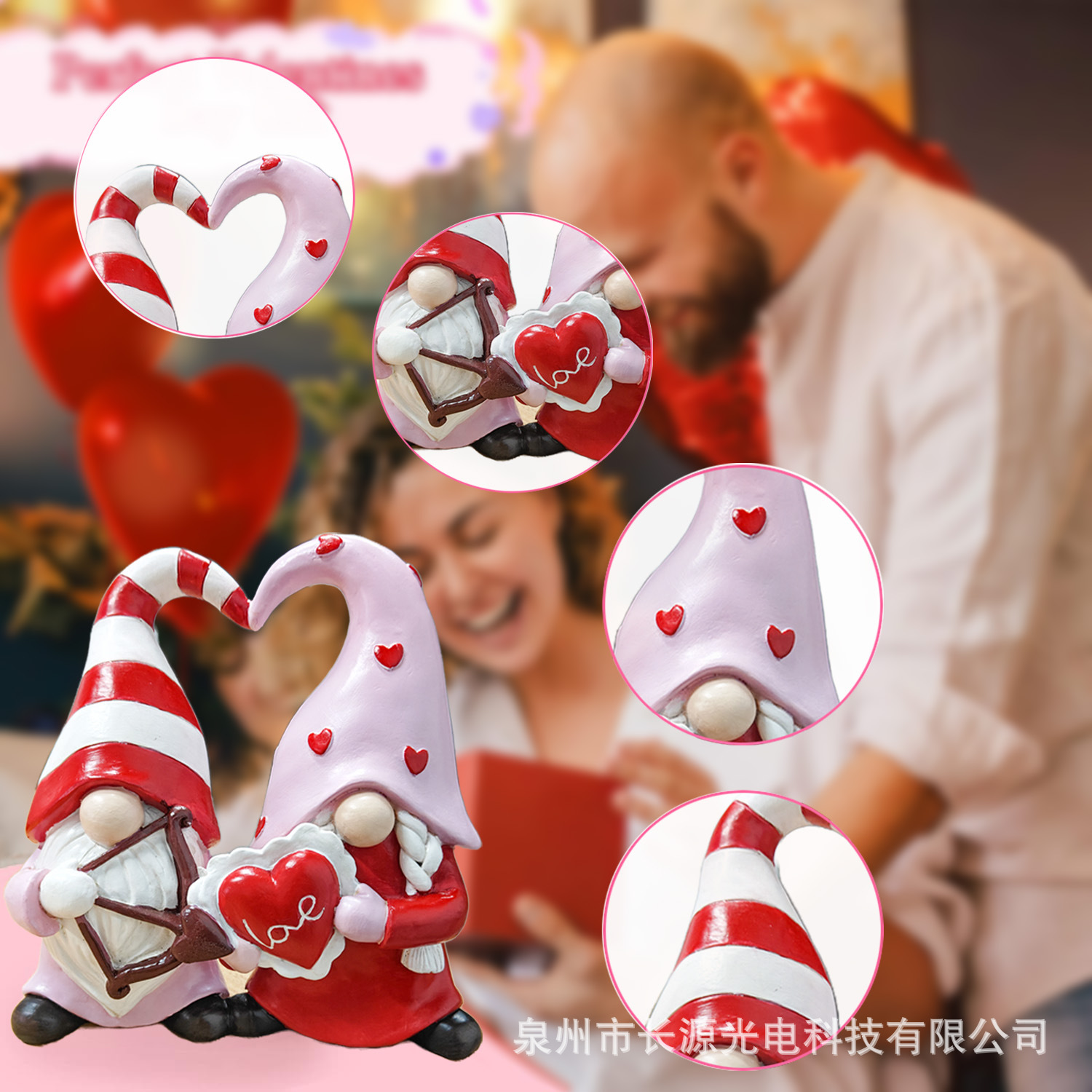 クロスボーダーの爆発的なバレンタインデーの愛の小人は弓矢のルドルフのデスクトップのショーウインドーの装飾品の樹脂の工芸品を並べます。