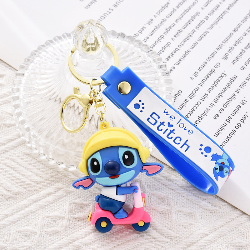 キーホルダーかわいいステッチキーホルダー人形ソフトプラスチック車漫画小さなギフトストリートステッチペンダント|undefined