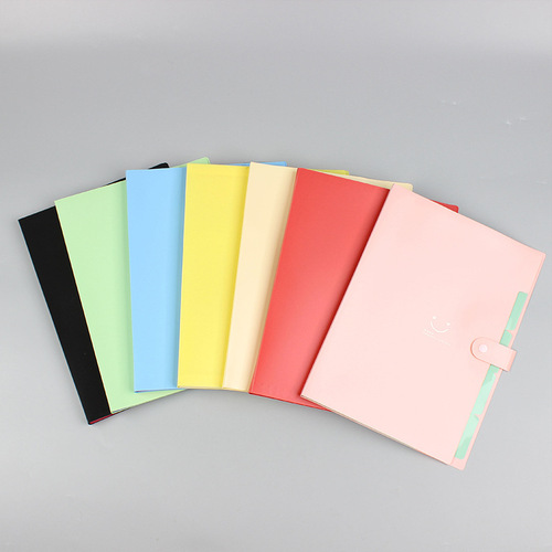 A4 Large Capacity Folder Candy Color Data Book Multi-Layer Insert File Bag Button Style Accordion Bag PP Data Bag