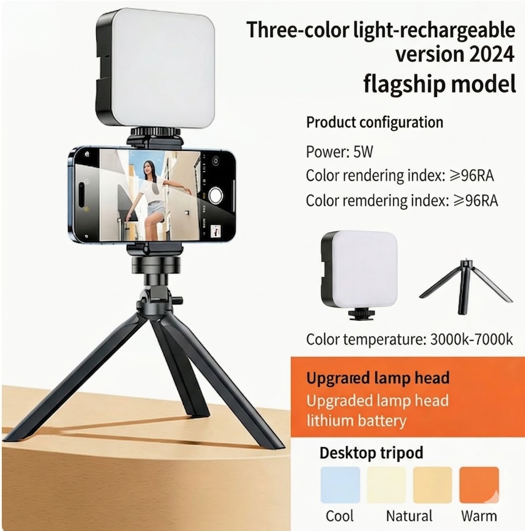 Lámpara de bolsillo mini portátil de tofu portátil de foto selfie fotográfica RGB iluminación de luz al aire libre image 16