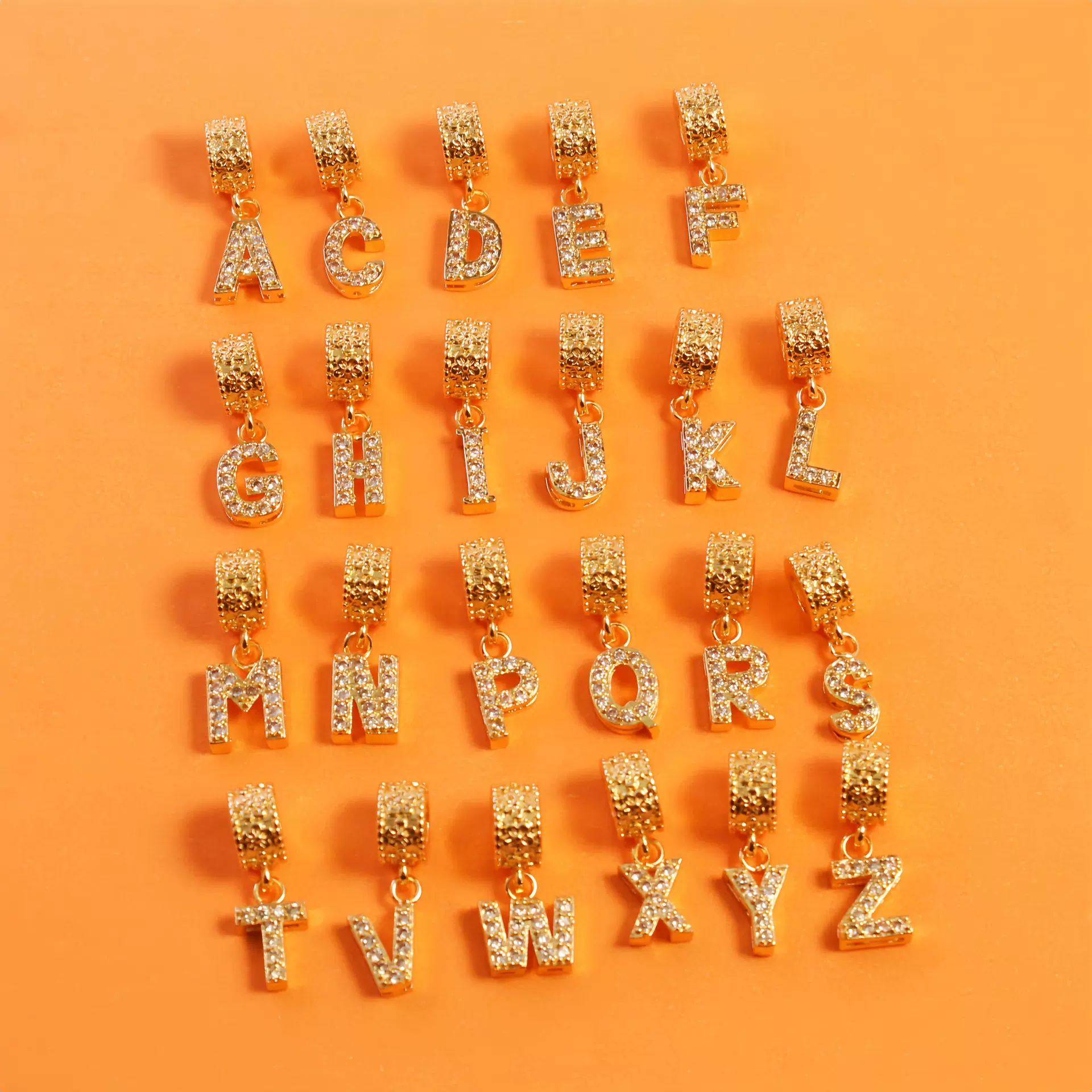 跨境专供 时尚26个字母配件DIY吊坠铜镀金饰品创意ABC手串手链