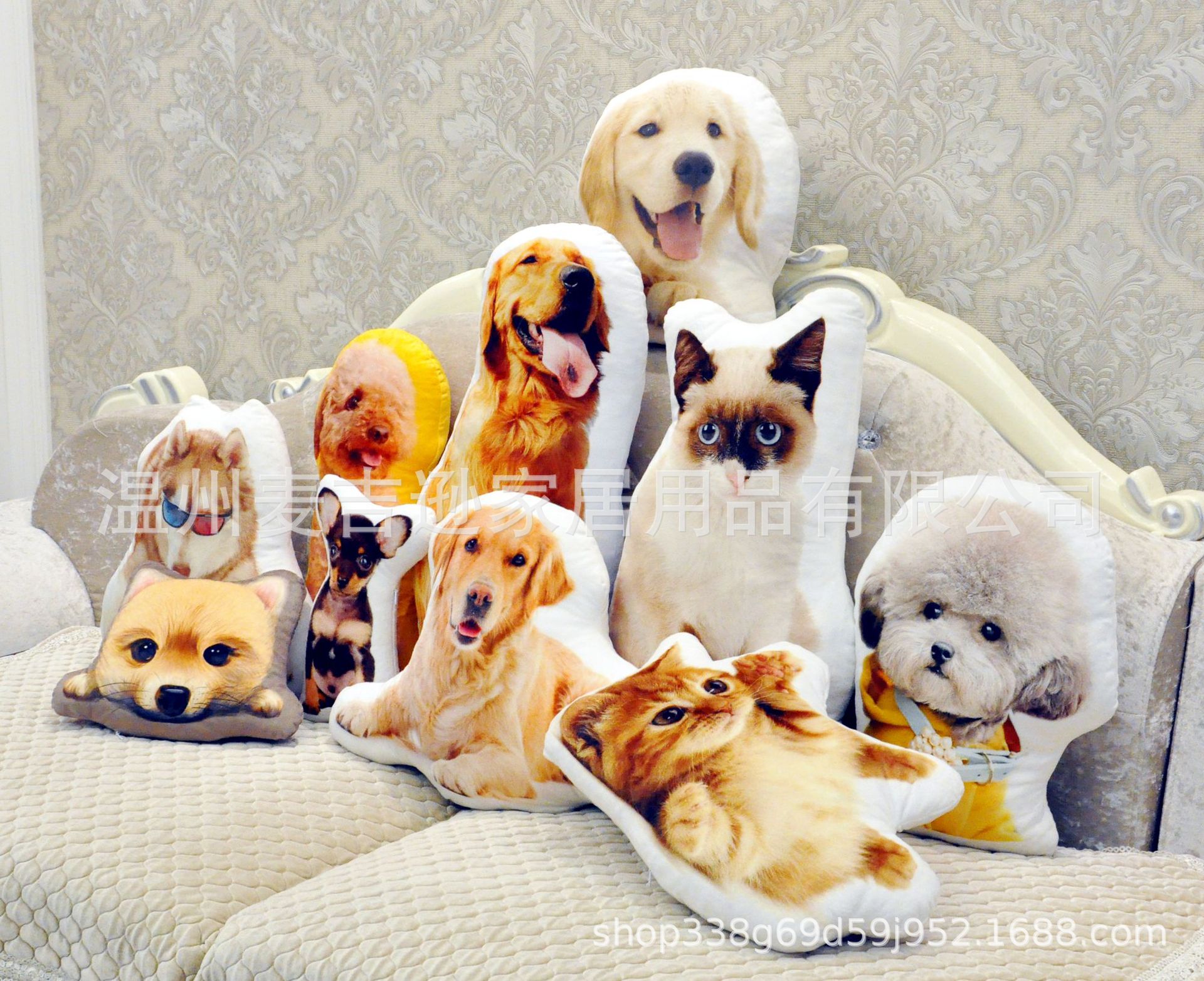 来图定制可爱宠物玩偶异形毛绒抱枕DIY礼物靠垫照片靠枕动漫周边