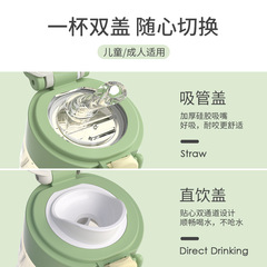 Hidden handle PPSU large capacity sports water bottle student kindergarten direct drinking cup children straw cup 480ml