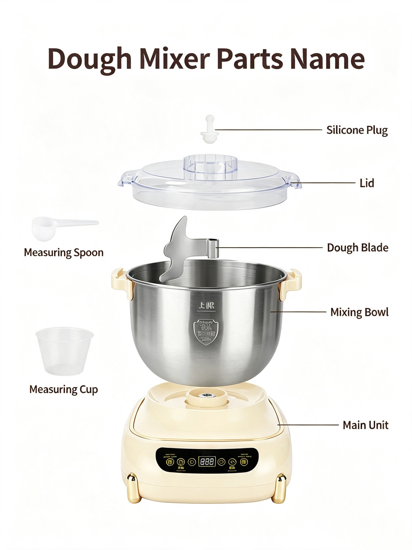 Cross-border Exclusive Dough Mixer Multifunctional Kitchen Machine One-key Dough Mixing Whipping Mixing Home Baking Kneading Machine