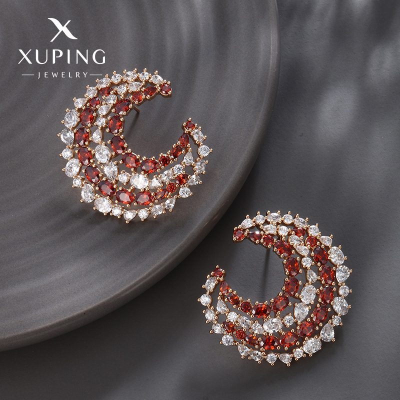 Xuping piedras preciosas artificiales de color bronce y diamante tipo C pendientes ligeros de lujo de alta calidad pendientes transfronterizos europeos y estadounidenses para mujeres
