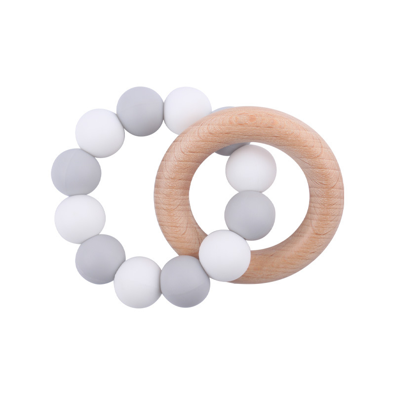 Nuevo bebé chupete cadena creativa DIY cuentas de silicona mordedura dientes pulsera de goma juguete conjunto de dos piezas