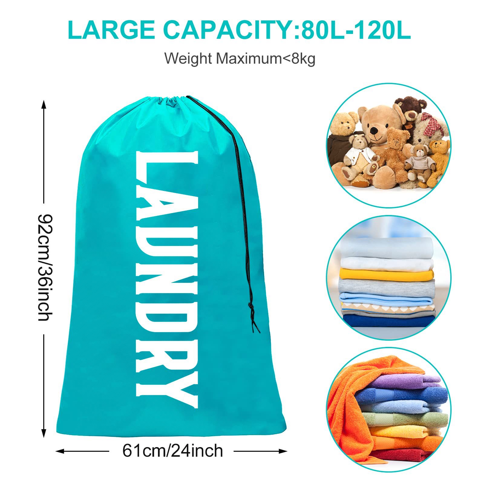Description Picture 4 of itemClothes Storage Bag Oxford Cloth Laundry Bag Round Handle Dirty Laundry Storage Basket