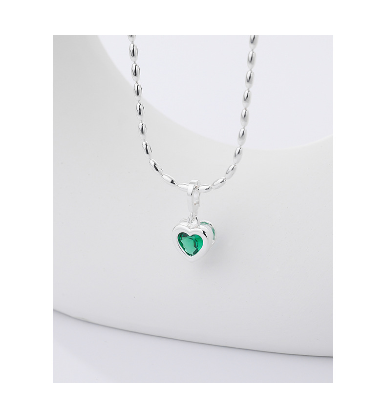 Fashion Heart Shape Sterling Silver Plating Zircon Necklace 1 Piece