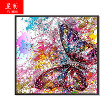 钻石画5D魔方圆钻新款外贸跨境彩绘蝴蝶diy十字绣贴装饰挂画 批发