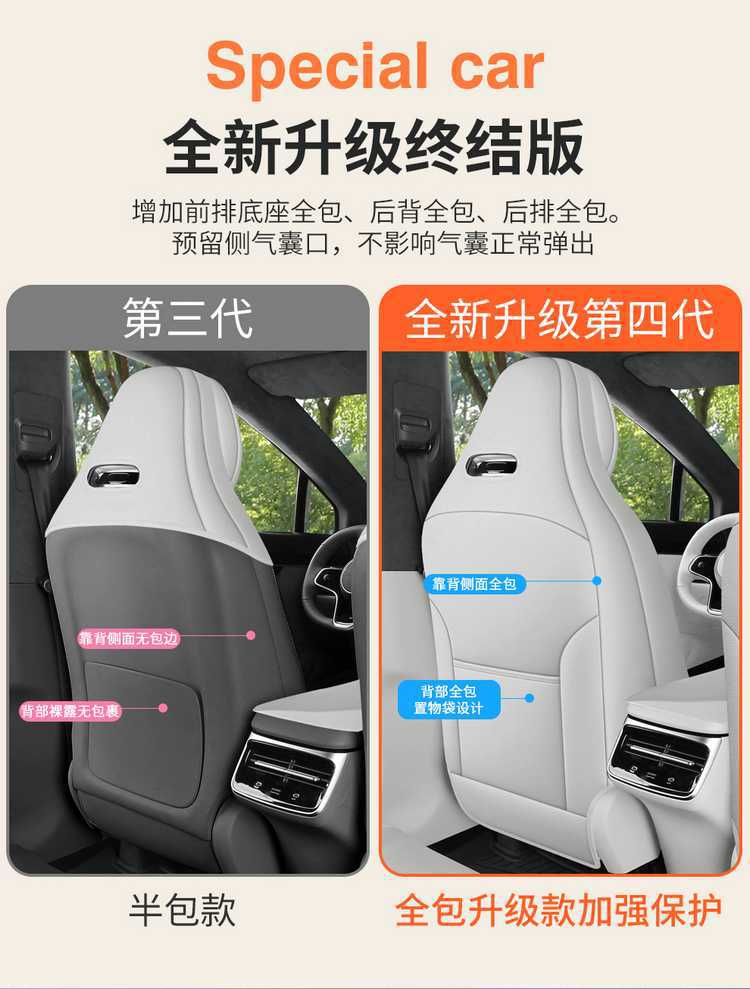 Special seat cushion for Zhijie S7, 26/25 model car seat cushion, full-cover suede saddle pad, universal seat cover for all seasons