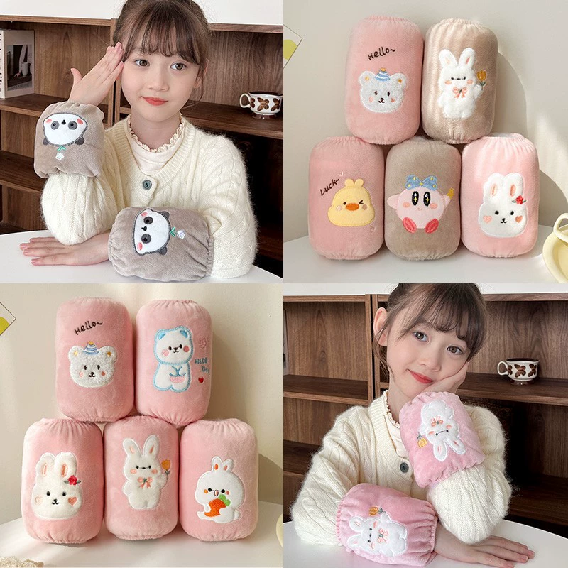 Оптовая противообрастающее и устойчивый к грязи осенне-зимний плюшевый теплый рукав новый мужской и женский мультяшный милый рукав для детей